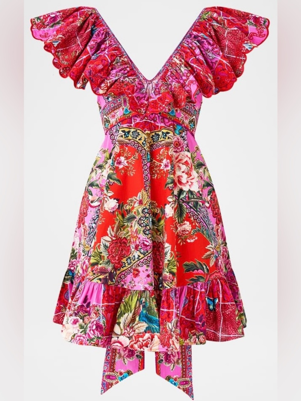 Camilla Heirloom Empire Frill-Neck Mini Dress